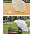 Mão artesanal feito tecido de renda guarda-chuva de guarda-chuva de casamento branco guarda-chuva de noiva branco